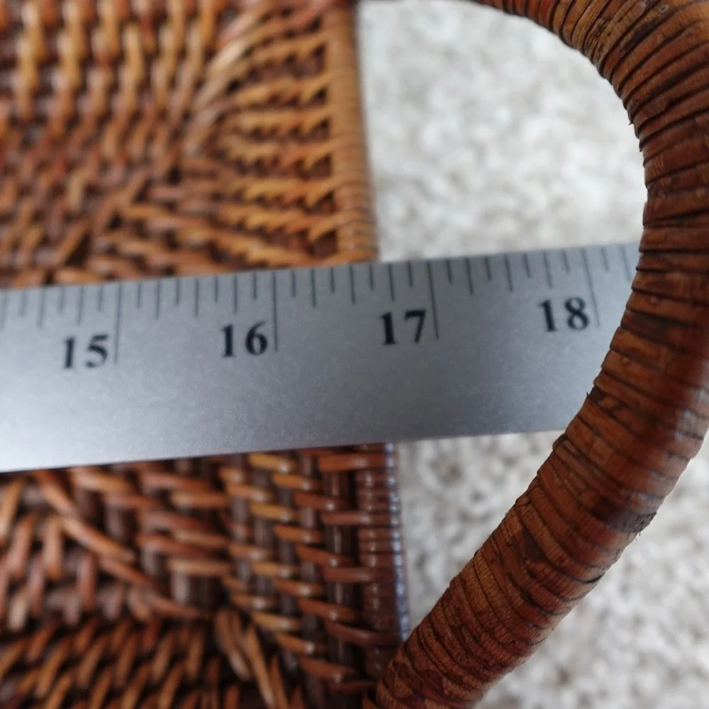 Pampered Chef Woven Selections Rattan Serving Tray Rectangular Brown Wood Base - Picture 7 of 9